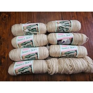 Caron Simply Soft Traditions Yarn Bone 9703 Worsted 4-Ply 6oz Lot of 8 Skeins